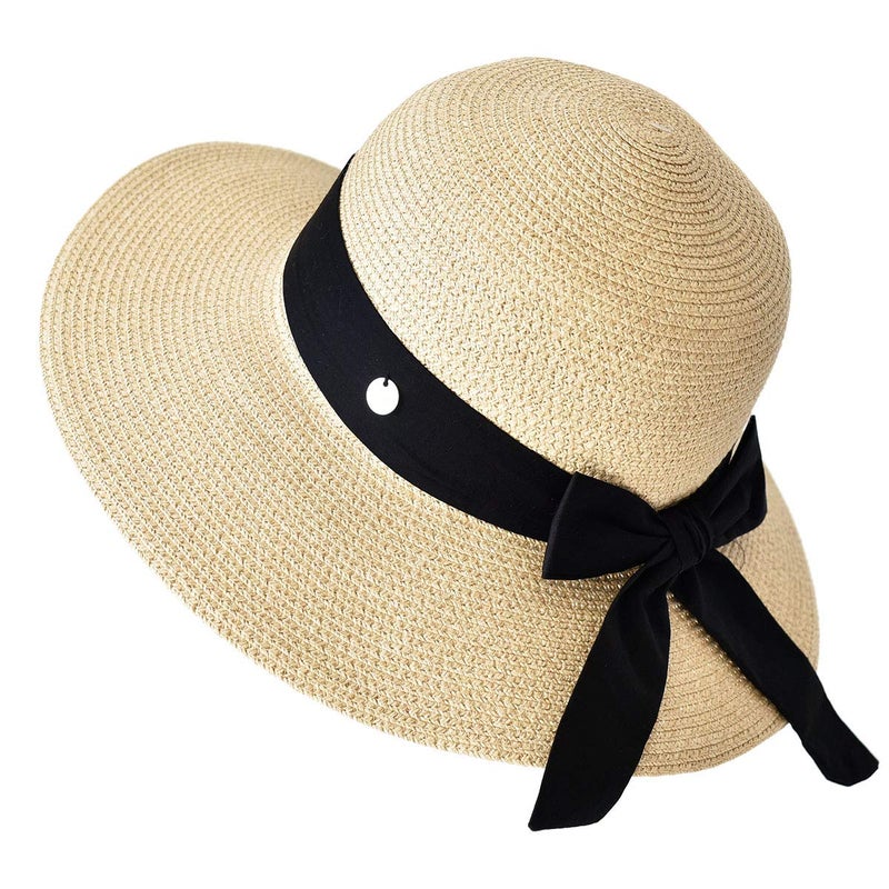 SOMALER Womens Straw Sun Hats Wide Brim Foldable Beach Hats UV UPF 50+ Summer Sun Travel Hat for Women - Image 3